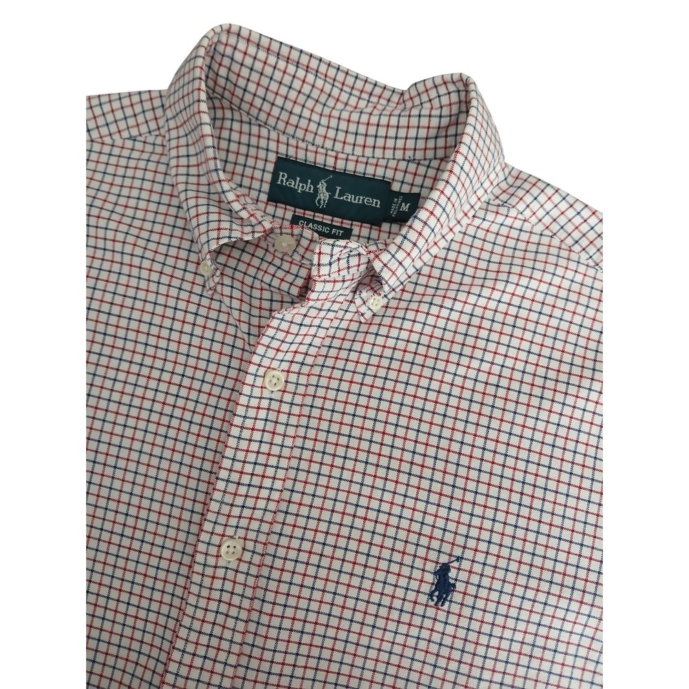 Polo Ralph Lauren Classic Fit Preppy Modern Red/Blue Micro-Grid Plaid Men Medium